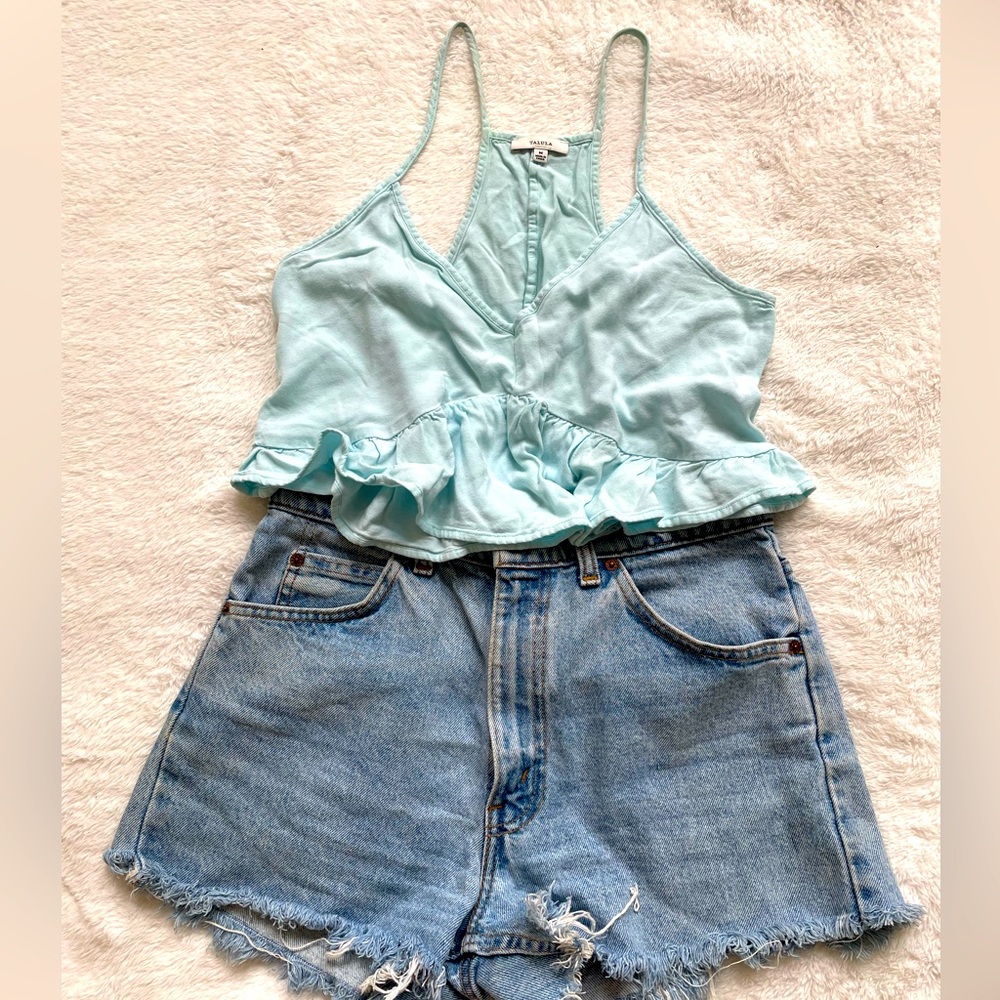 Aritzia Talula tank top light blue turquoise spaghetti lover camisole medium